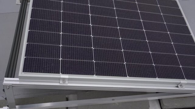 Installed solar panel, close-up.