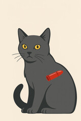 Obraz premium Minimalistic vector illustration of a black cat with a serious expression. 