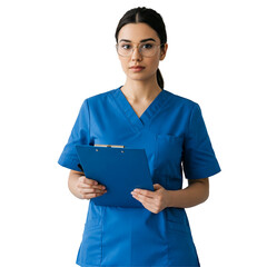 female doctor holding clipboard