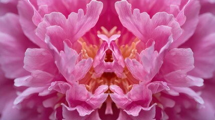 Naklejka premium Symmetrical Reflection of a Pink Peony Flower in Bloom