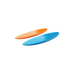 Obraz premium Vibrant orange and blue surfboard with sleek aerodynamic shape and glossy finish isolated on white background