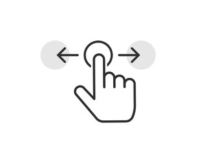 Naklejka na ściany i meble Swipe left right icon, slide drag hand finger touch screen gesture vector graphic pictogram line stroke, horizontal scroll info hint outline thin linear switch image clip art 