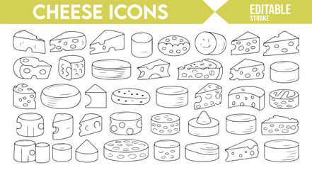 Cheese Wedge, Slice, and Wheel Icons in Editable Vector Format