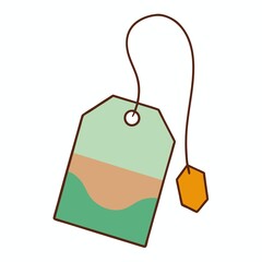 Cartoon herbal beverage bag for hot drinks illustration on white background