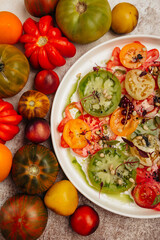 fresh ripe multi-colored tomatoes top quality