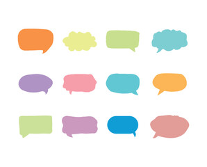 Twelve pastel speech bubbles set