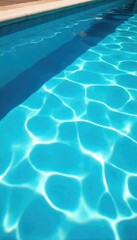 Obraz premium Sparkling clean pool water, shimmering under the bright sun Perfect for summer relaxation and refreshing dips Crystal clear and inviting, ready for a swim , luxury, inviting, hot