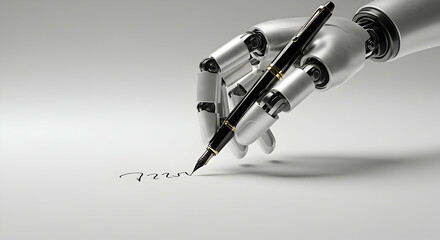 Robotic Hand Writing with Elegant Pen on White Surface
