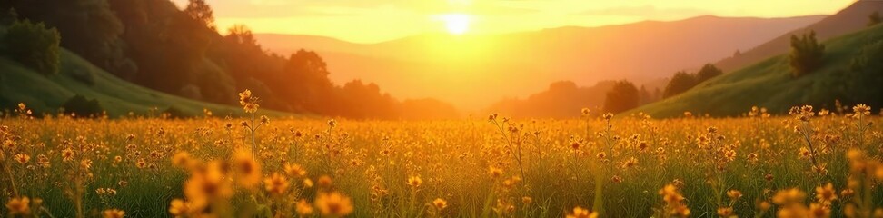 Serene landscape bathed in golden sunlight, conveying a sense of calm and inner peace; perfect for meditation and energy healing imagery , peace, awareness
