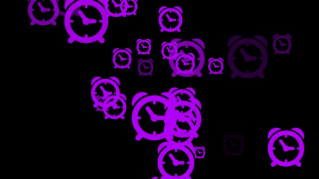 Glowing Radium Alram clock Motion Background. alarm clock time radium animation and  black background.4k video animation.