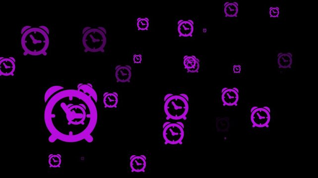 Glowing Radium Alram clock Motion Background. alarm clock time radium animation and  black background.4k video animation.