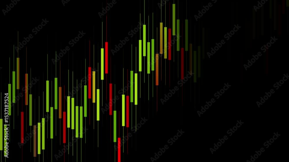 Poster Abstract green red growing financial linear graph chart background. Seamless looping motion design. Video animation Ultra HD 4K 3840x2160
