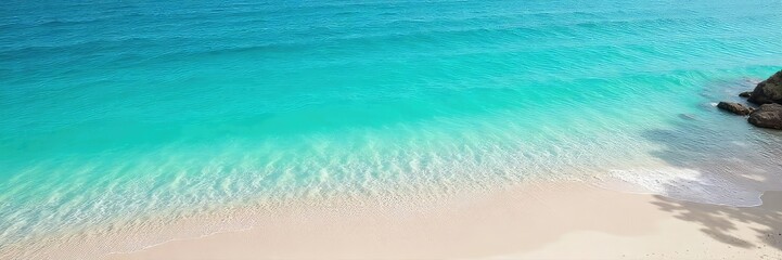 Serene turquoise water gently laps a tranquil shoreline, creating a calming atmosphere Perfect for relaxation and meditation themes , gentle, escape, clean