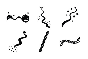 Stylized Black and White Drawings of Nature Elements An Artistic Rendition of Curving Lines and Botanical Motifs in Monochrome