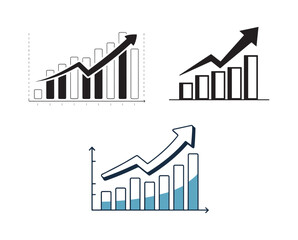 Three growth chart silhouettes for business