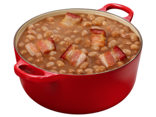 panela com feijão cozido com bacon isolado em fundo transparente