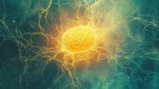 Radiant Central Sphere with Extending Filaments in a Nebulous Background