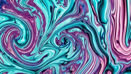 Obraz premium Dynamic abstract design featuring swirling patterns in vibrant purple and teal hues. The fluid movement and bold colors create a sense of energy and artistic expression