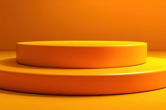 Abstract curved orange background with circular stage for design presentations