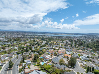 Aerial view of residential urban sprawl in San Diego, South California, USA