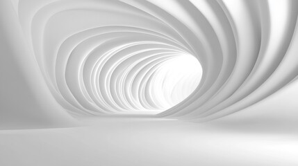 Obraz premium Abstract White Tunnel with Curved Lines and Bright Light at the End