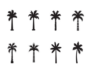 Obraz premium Eight palm tree silhouettes set illustration
