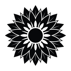 Minimalist Sunflower Silhouette in Black Vector