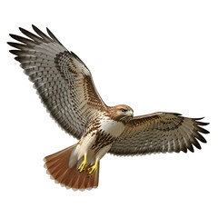 Detailed Illustration Redtailed Hawk Soaring