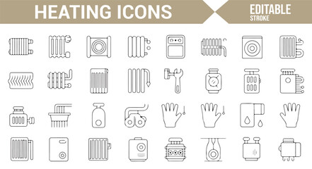 Editable Icons for Heating Systems, Boilers, and Temperature Regulation