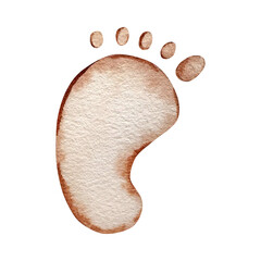 Watercolor image baby foot print hand painted newborn essentials in beige pastel colors for baby shower