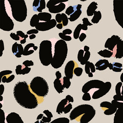 Leopard spots seamless pattern design. Vector gray background, wallpaper, wrapping paper, fabric, print