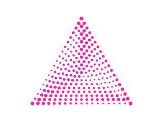 Abstract pink-dotted triangle mosaic halftone effect vector illustration
