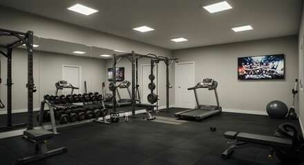 Fototapeta premium young woman exercising in gym
