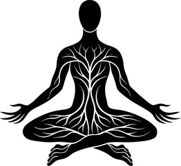 yoga silhouette vector on a transparent background
