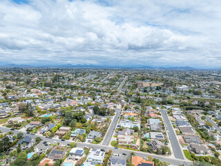 Aerial view of residential urban sprawl in San Diego, South California, USA