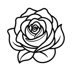 Botanical Rose Outline Icon in Vector Format