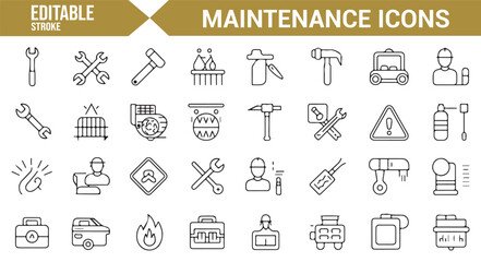 Icons for Workshop, Repair, and Maintenance Tools in Editable Style