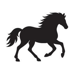 Black Silhouette Running Horse Vector &ndash; Elegant Animal Outline Design

