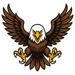 Obraz premium Flying Bald Eagle Mascot Vector – Aggressive Bird Clipart Design