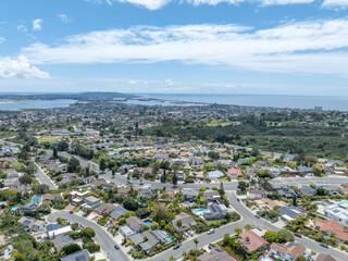 Aerial view of residential urban sprawl in San Diego, South California, USA