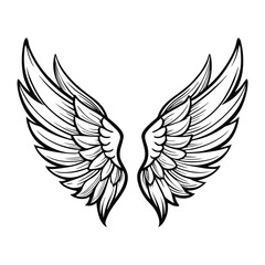 Fototapeta premium Angel Wings Clipart Set – Black and White Feather Wing Illustrations