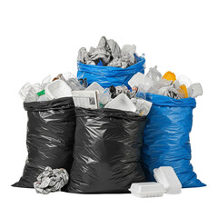 blue garbage bag with garbage