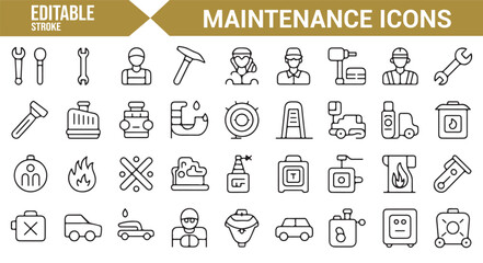 Vector Icons for Maintenance, Tools, and Equipment in Editable Format