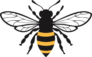 Bee Silhouette &ndash; Pollinating Insect Vector Illustration with Detailed Wings