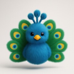 Cute fluffy peacock illustration.