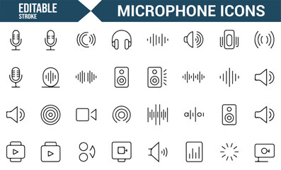 Vector Icons for Microphones, Sound Systems, and Audio Tools