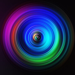 Colorful radial motion effect. Abstract rounded background. Color curves and sphere. Multi color gradient rings and circles wallpaper. Colored texture backdrop and banner.