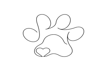 Dog Paw One Line Minimalist Vector Outline Illustration