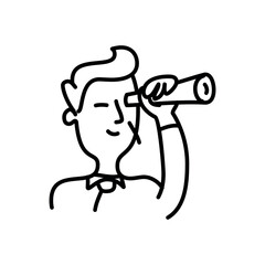 Illustration of man looking through telescope vector illustration for vision and future concept and business opportunity vector