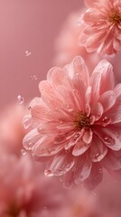 Fototapeta premium Delicate Pink Flowers with Water Droplets